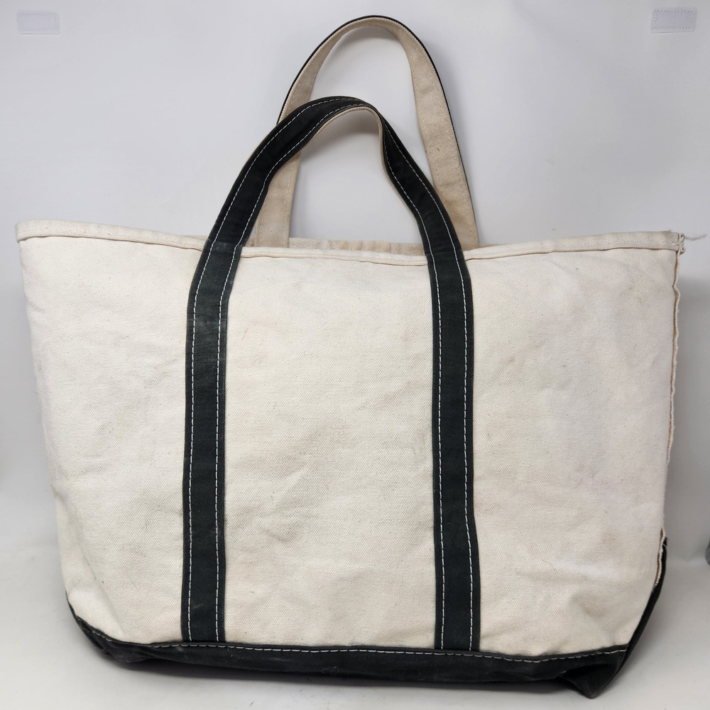 LL Bean Boat and Tote Canvas Black White Made in USA Vintage 70s 80s